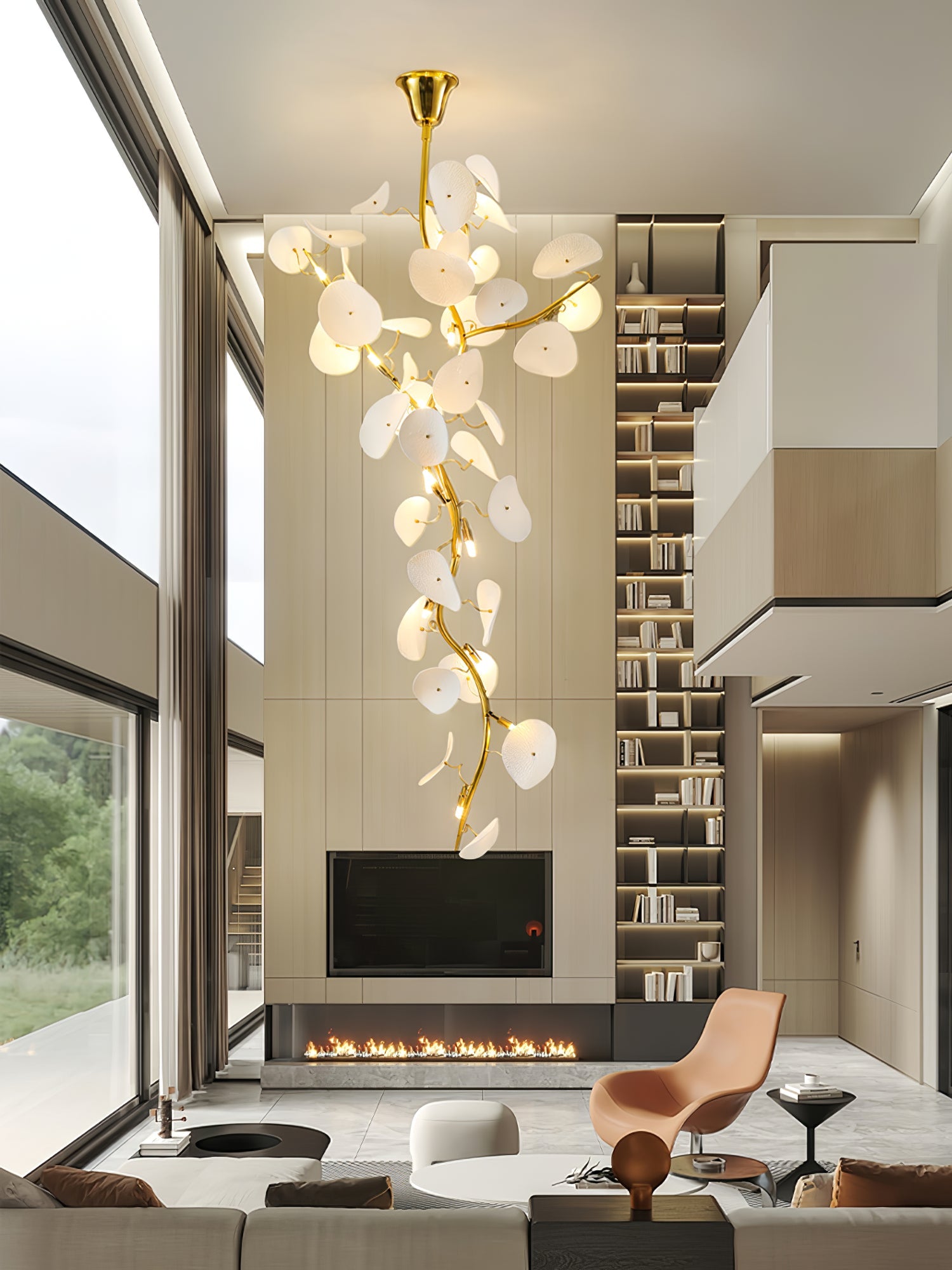 Orthair Branch Ceramic Brass Chandelier