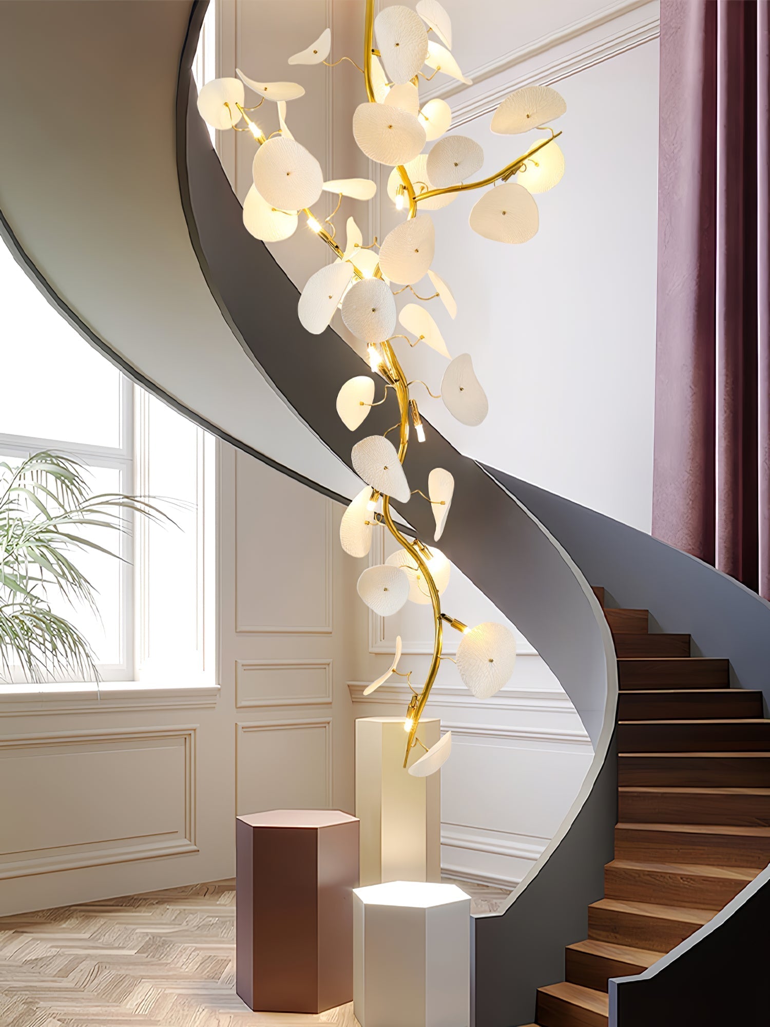 Orthair Branch Ceramic Brass Chandelier