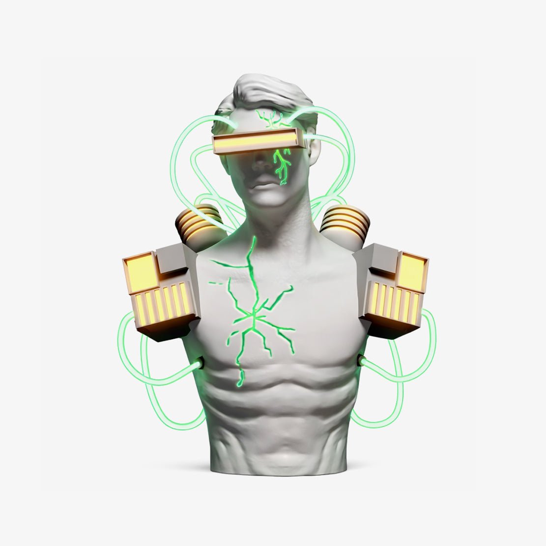 Neon Circuit Bust Sculpture Table Lamp