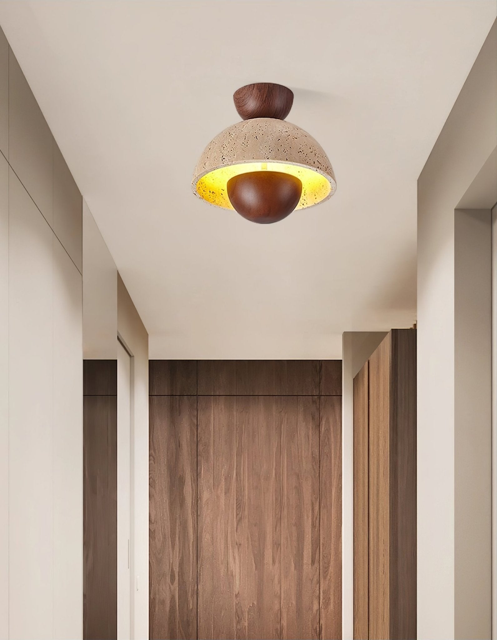 Tavivel Travertine Wood Ceiling Light