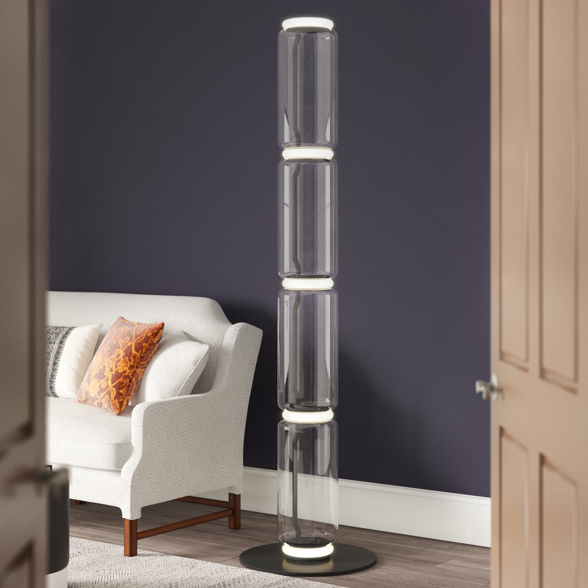 Cyrilys Floor Lamp Bamboo Glass