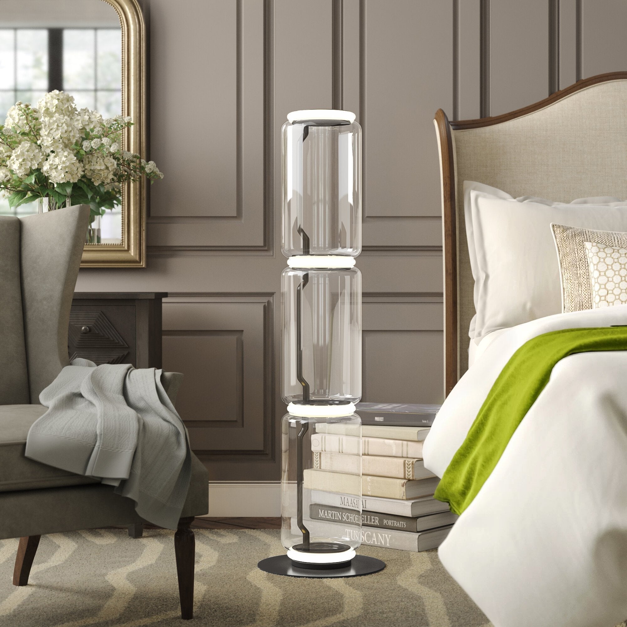 Cyrilys Floor Lamp Bamboo Glass