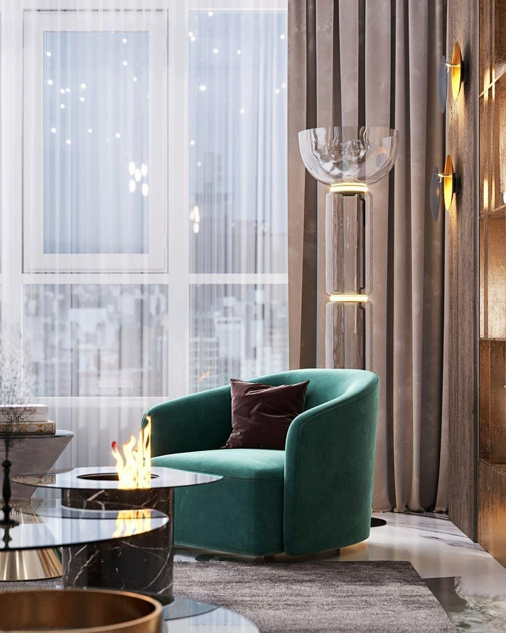 Cyrilys Floor Lamp Bamboo Glass