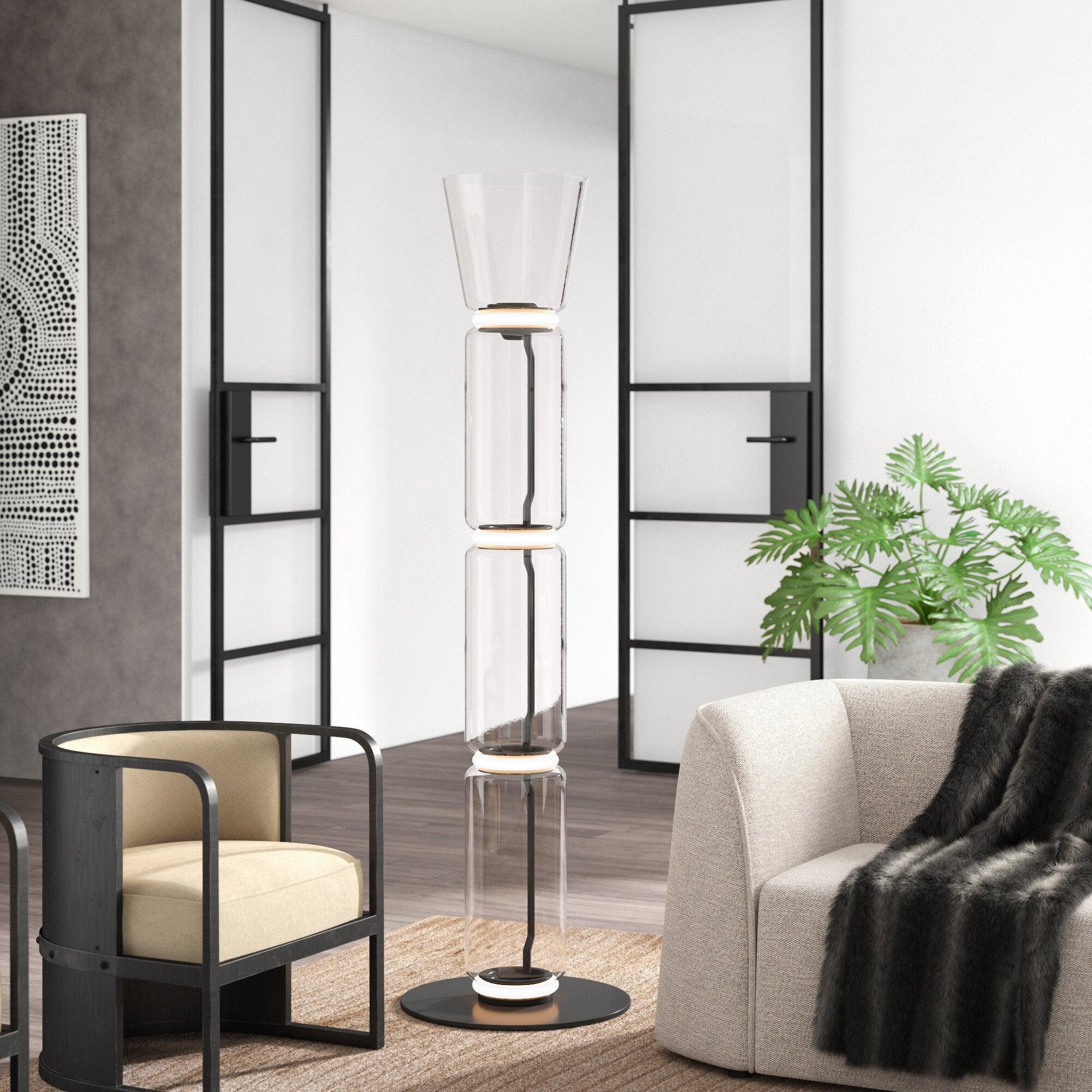 Cyrilys Floor Lamp Bamboo Glass