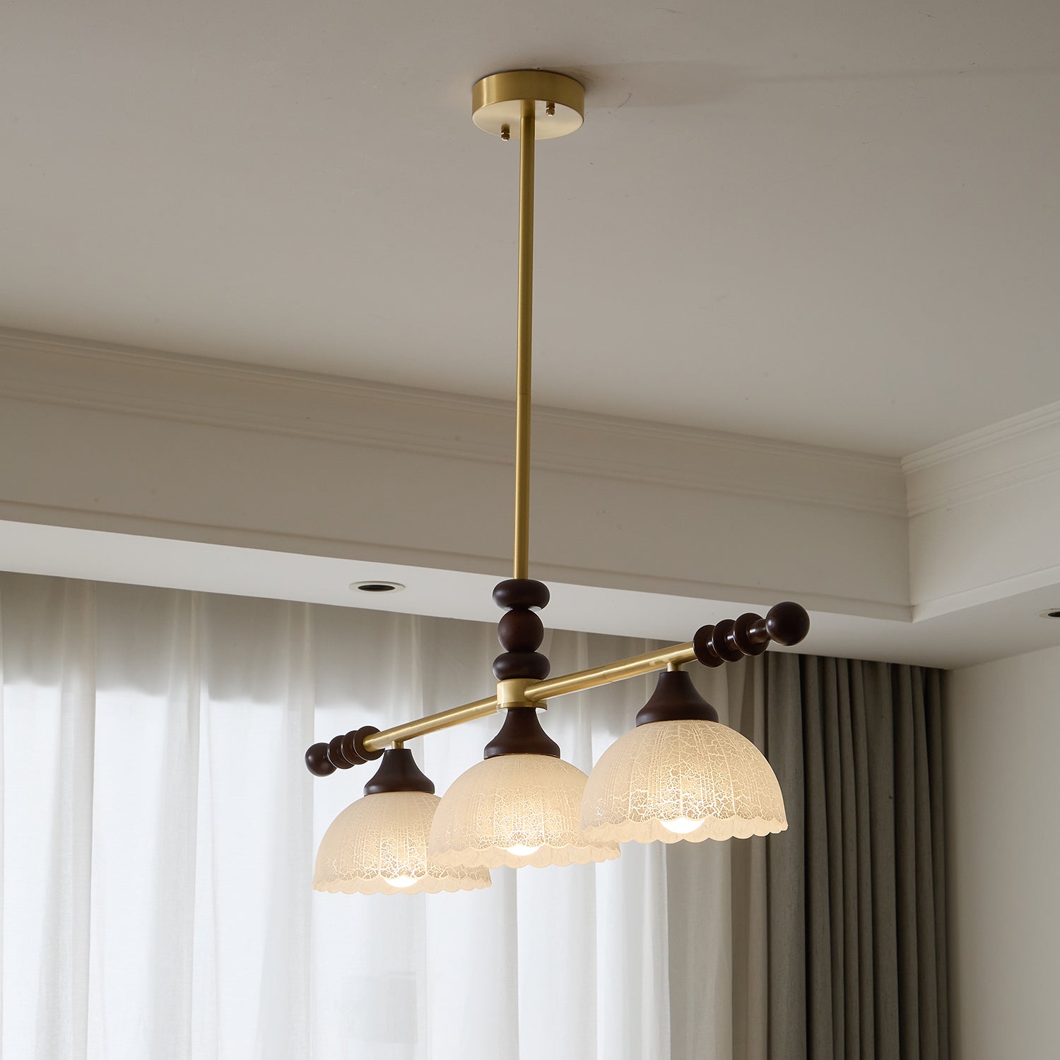 Codoriel Traditional Balance Island Wood Glass Pendant Lamp