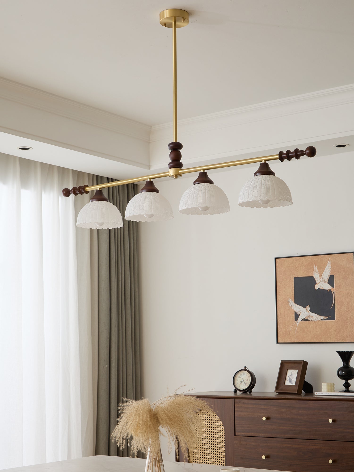 Codoriel Traditional Balance Island Wood Glass Pendant Lamp
