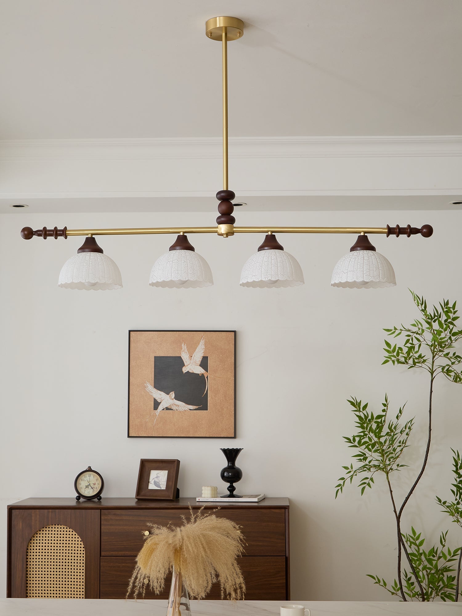 Codoriel Traditional Balance Island Wood Glass Pendant Lamp