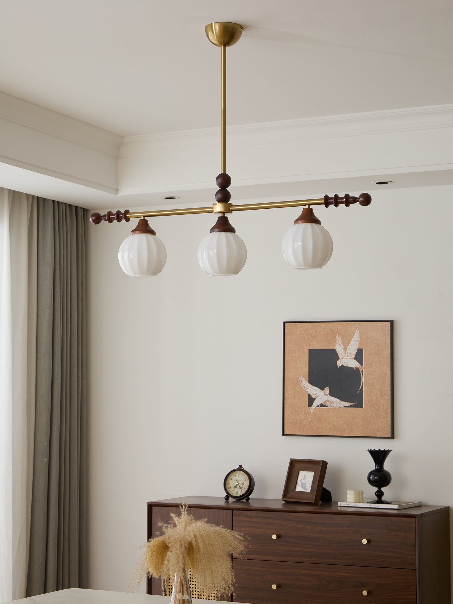 Codoriel Traditional Balance Island Wood Glass Pendant Lamp