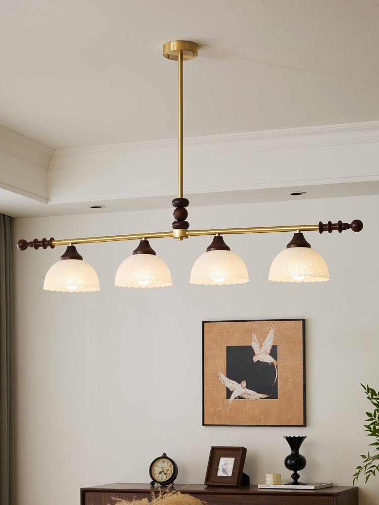 Codoriel Traditional Balance Island Wood Glass Pendant Lamp