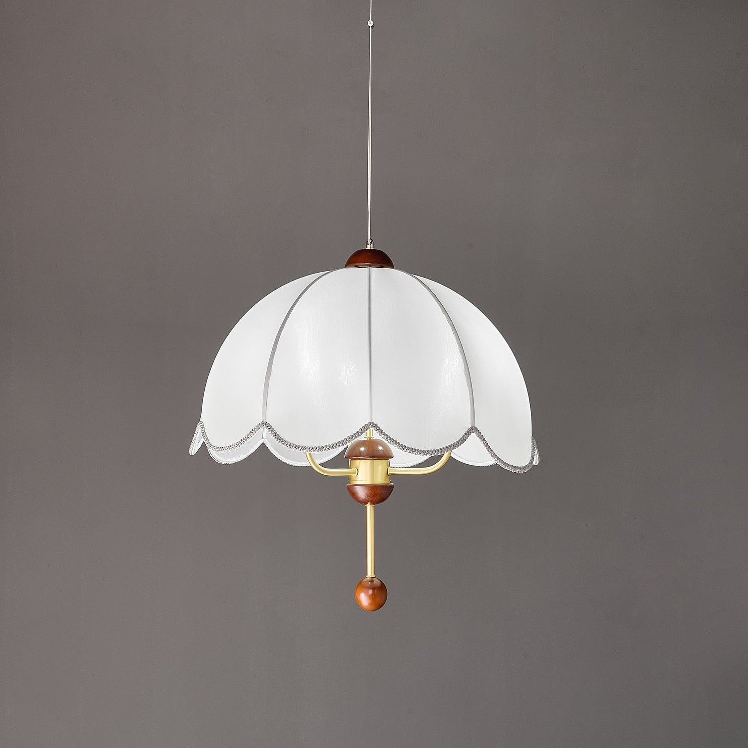 Varaeia Traditional Elegance Bloom Fabric Wood Pendant Lamp