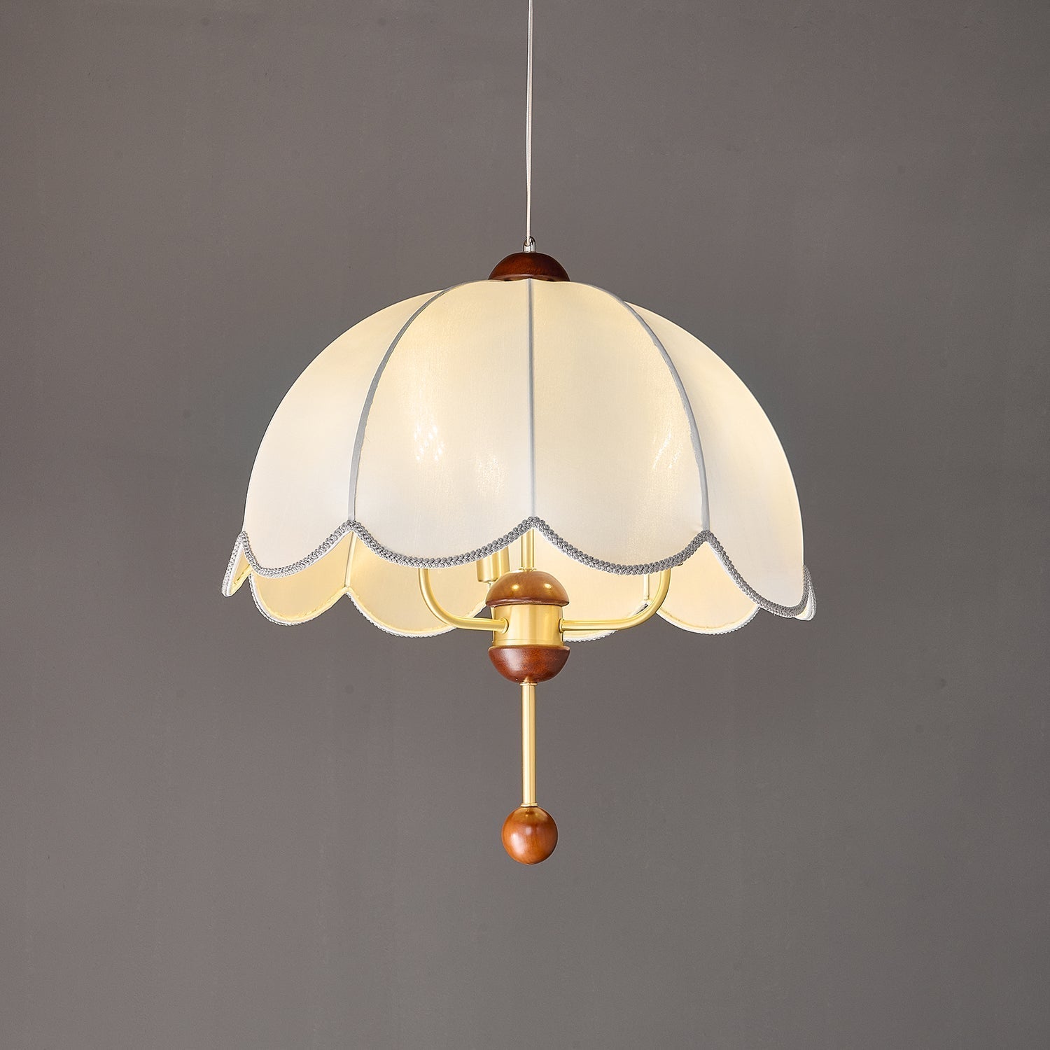 Varaeia Traditional Elegance Bloom Fabric Wood Pendant Lamp