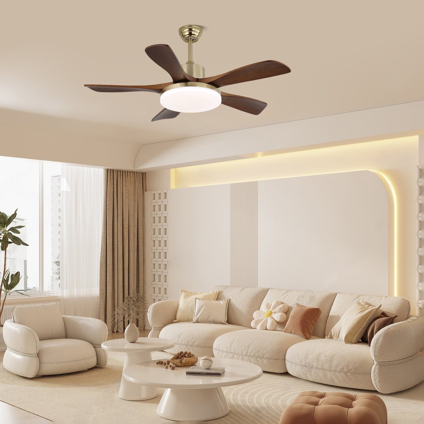 Elverena Wood Ceiling Fan Light