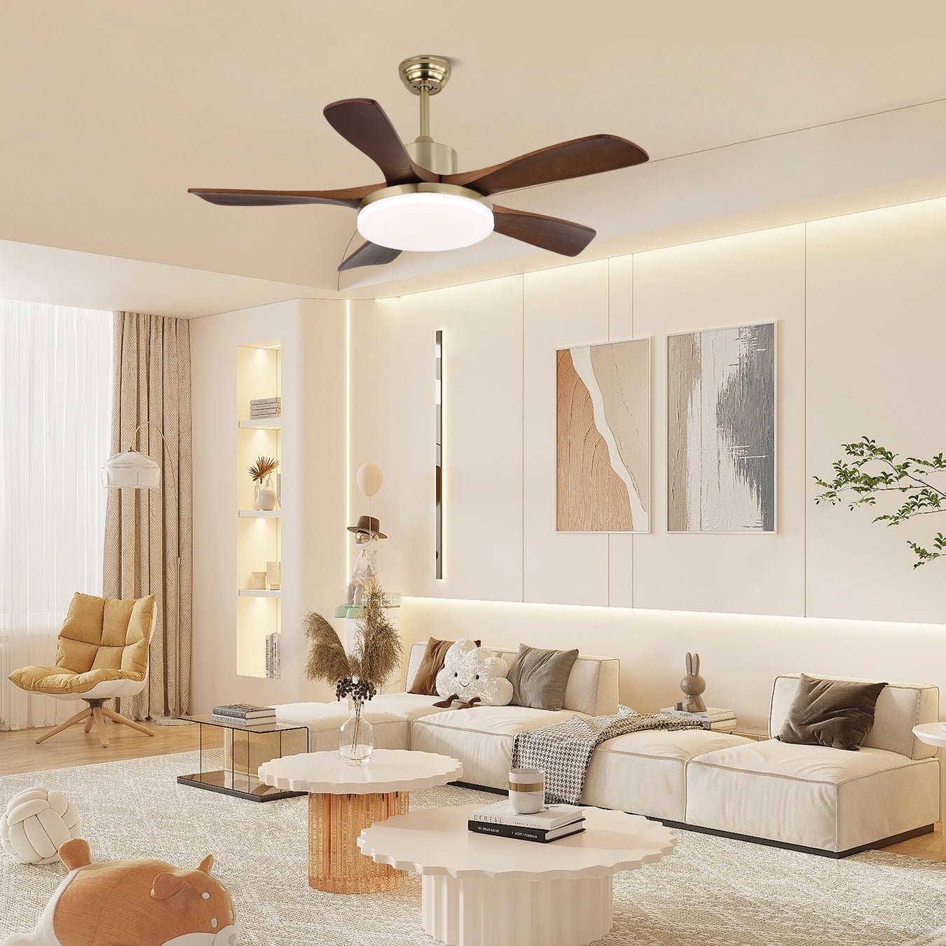 Elverena Wood Ceiling Fan Light