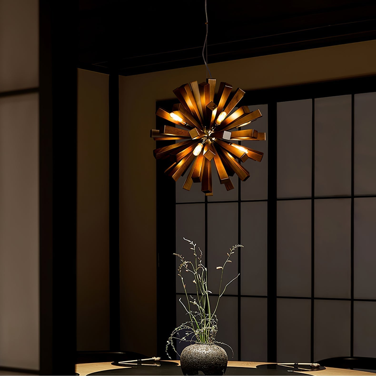 Elvarelle Premium Nordic Art Burst Wood Chandelier