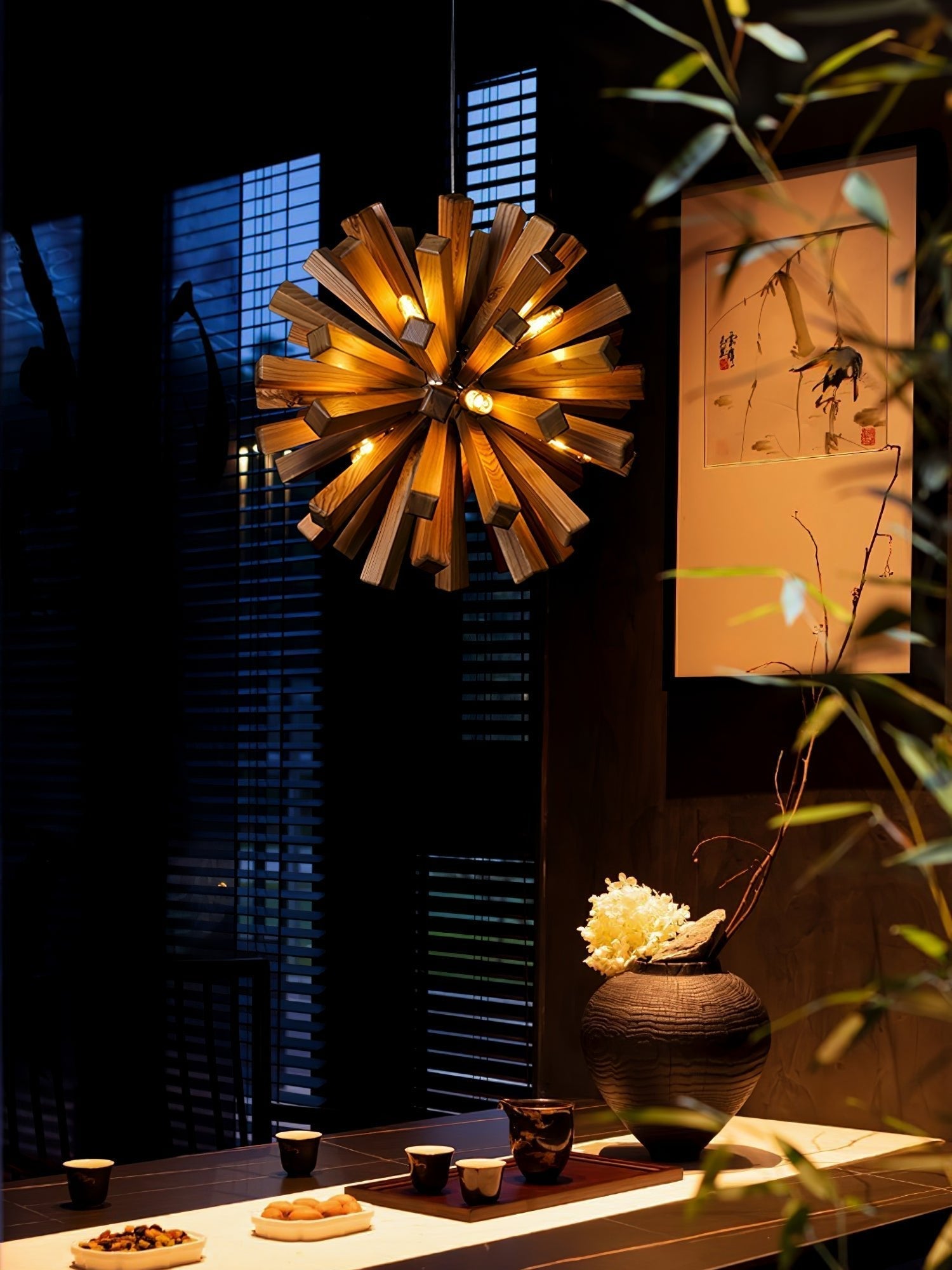 Elvarelle Premium Nordic Art Burst Wood Chandelier