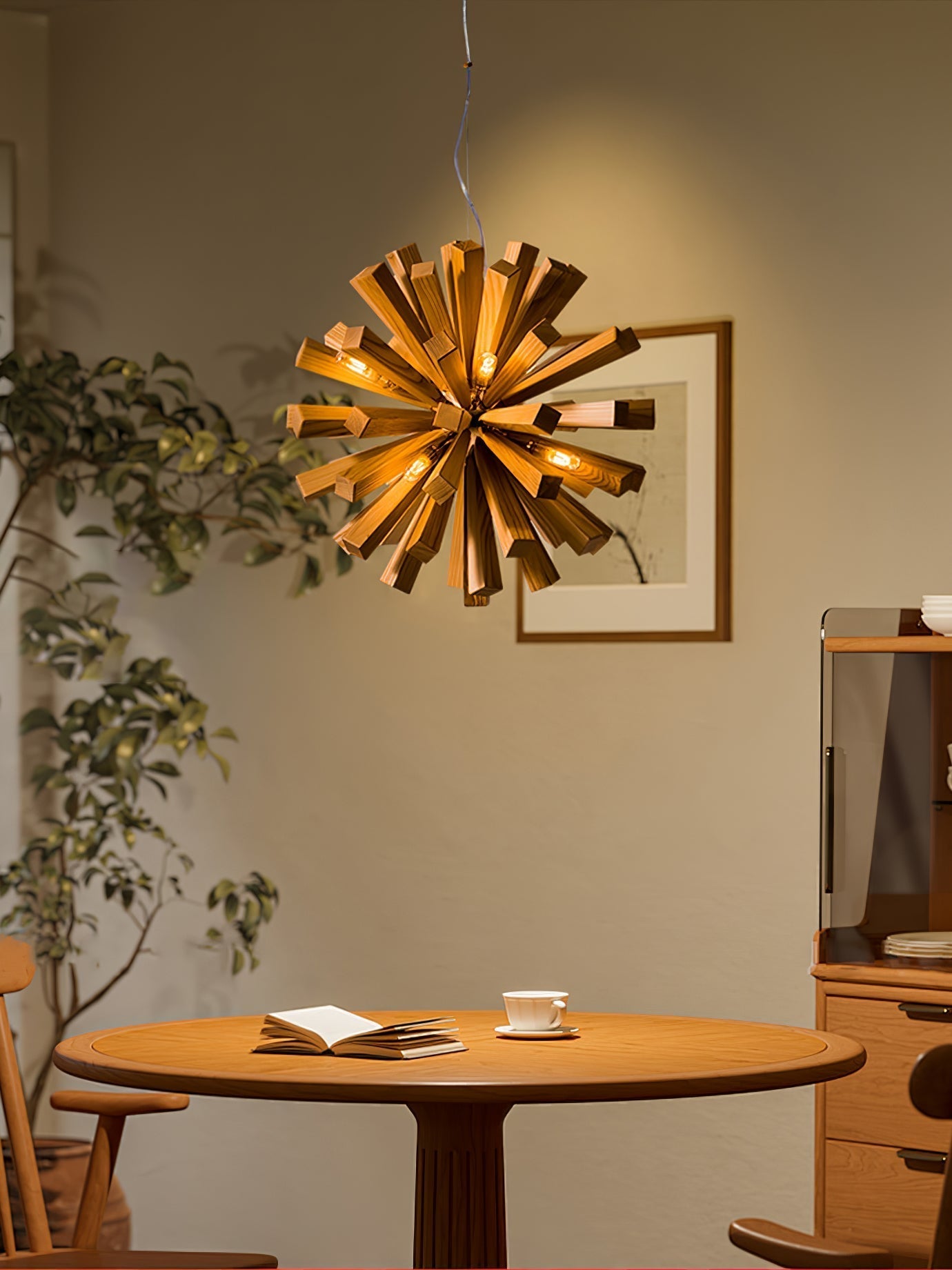 Elvarelle Premium Nordic Art Burst Wood Chandelier