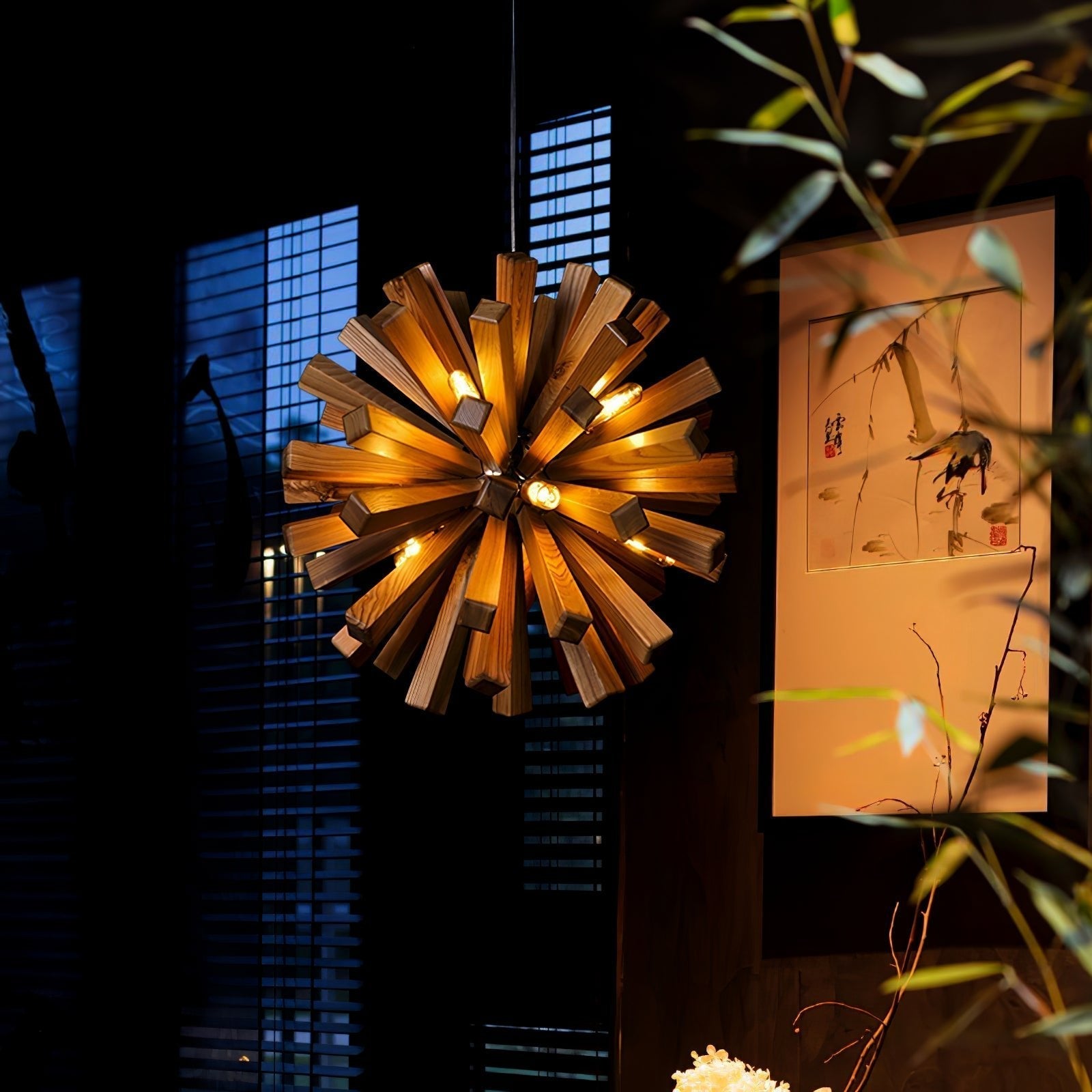 Elvarelle Premium Nordic Art Burst Wood Chandelier