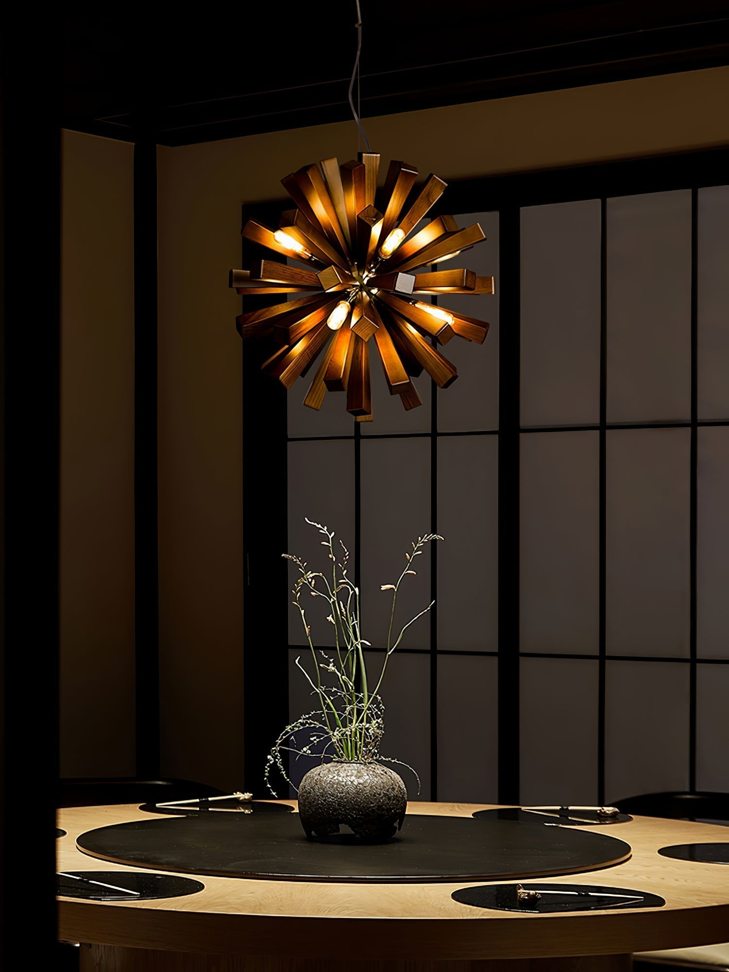 Elvarelle Premium Nordic Art Burst Wood Chandelier