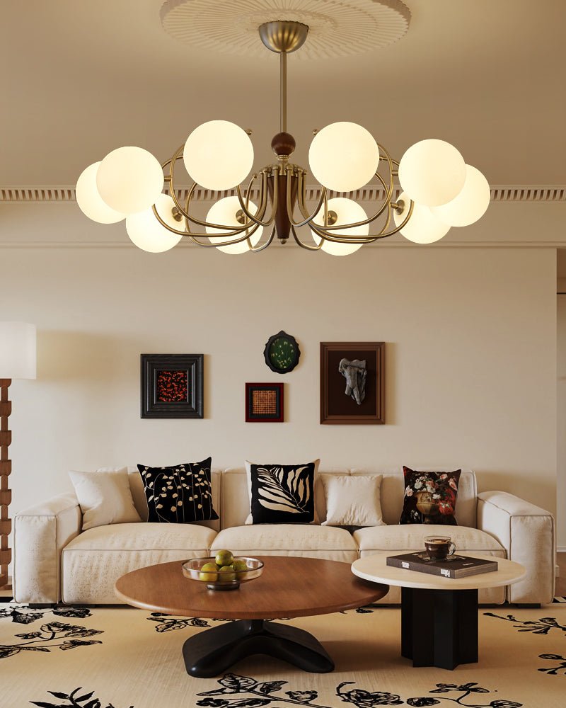 Orvynia Elegance Classic Grove Wood Glass Chandelier