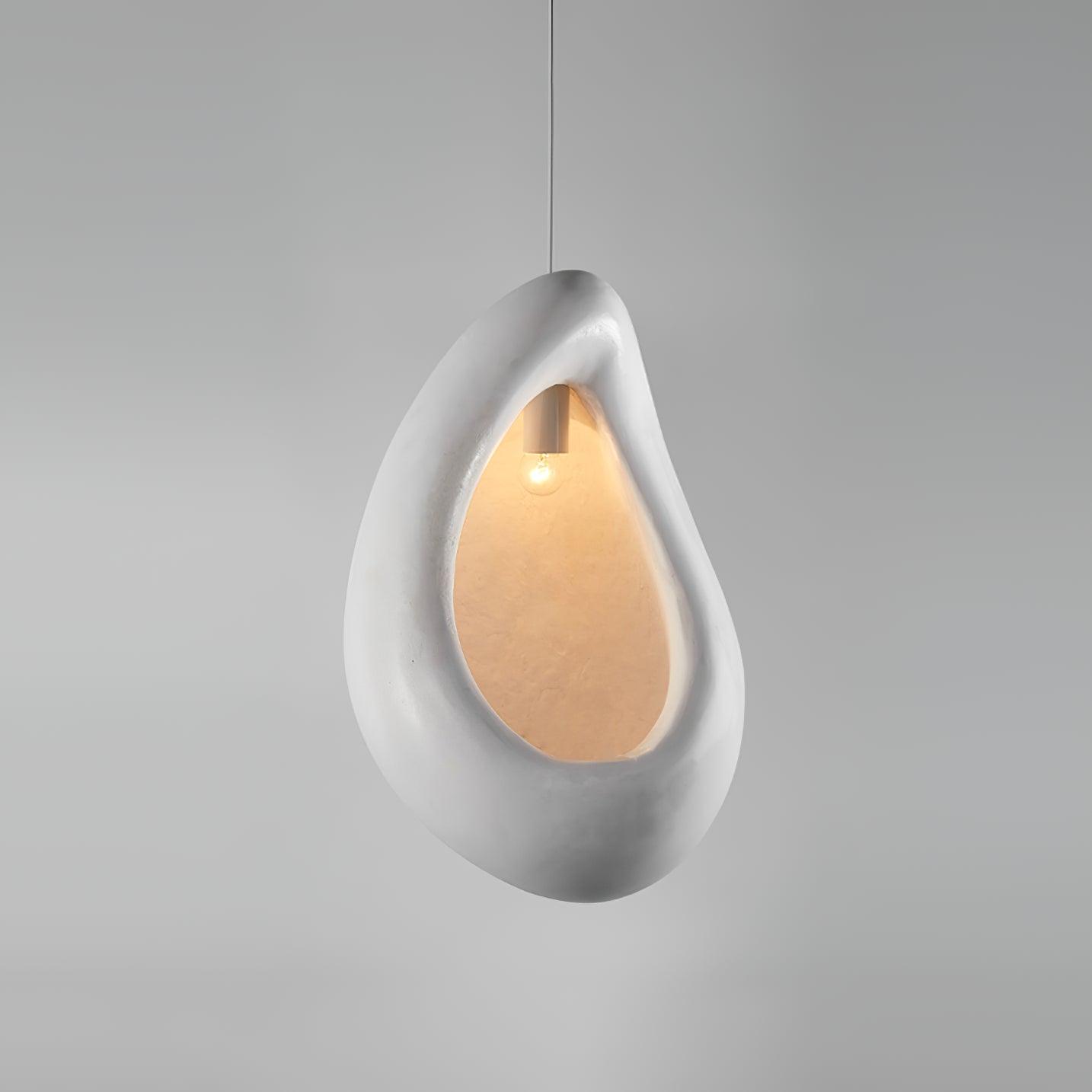 Seo Pendant Lamp Plaster Organic Hollow Teardrop Wabi Sabi