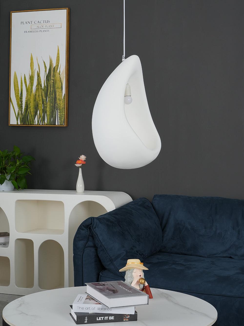 Seo Pendant Lamp Plaster Organic Hollow Teardrop Wabi Sabi