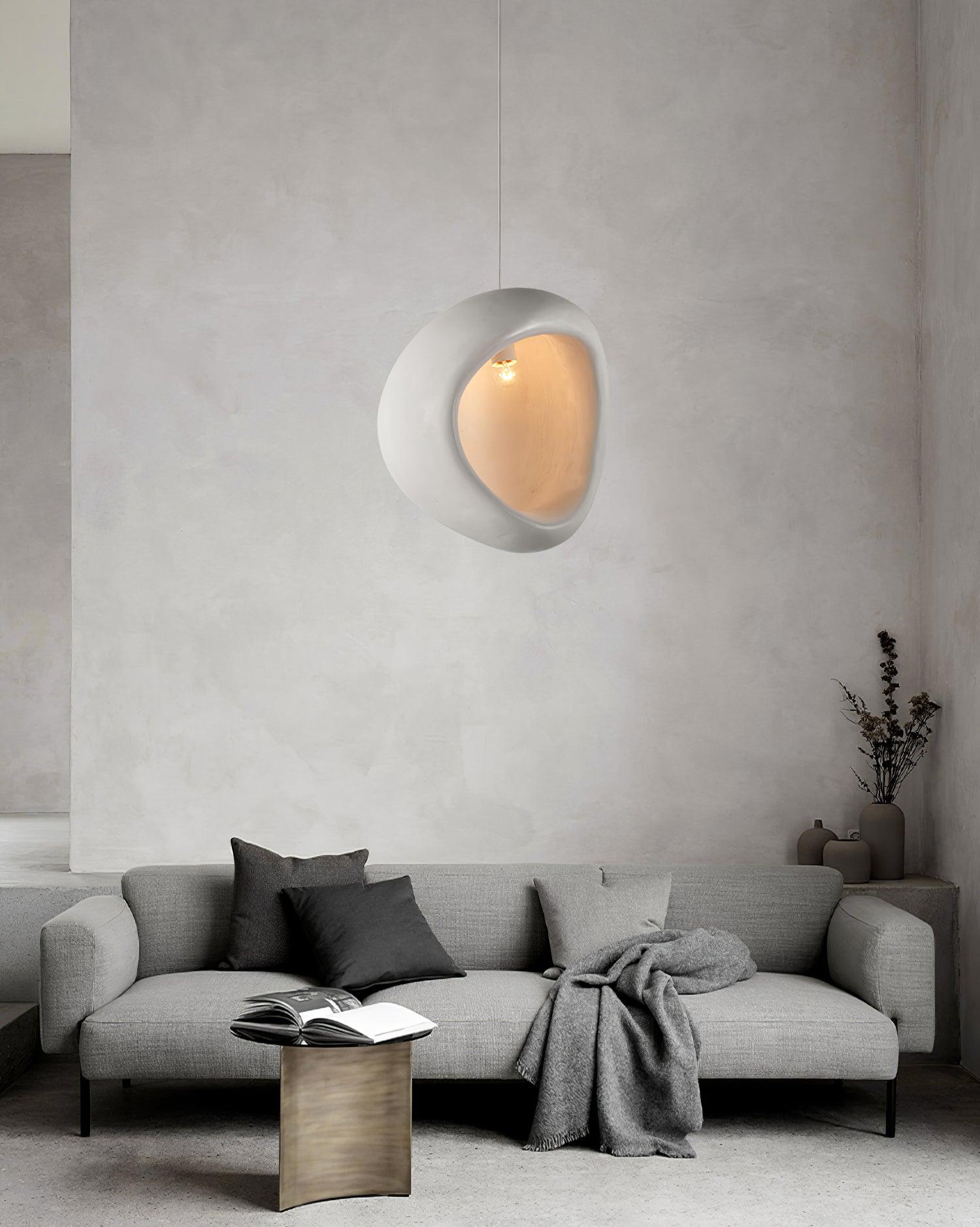 Seo Pendant Lamp Plaster Organic Hollow Teardrop Wabi Sabi