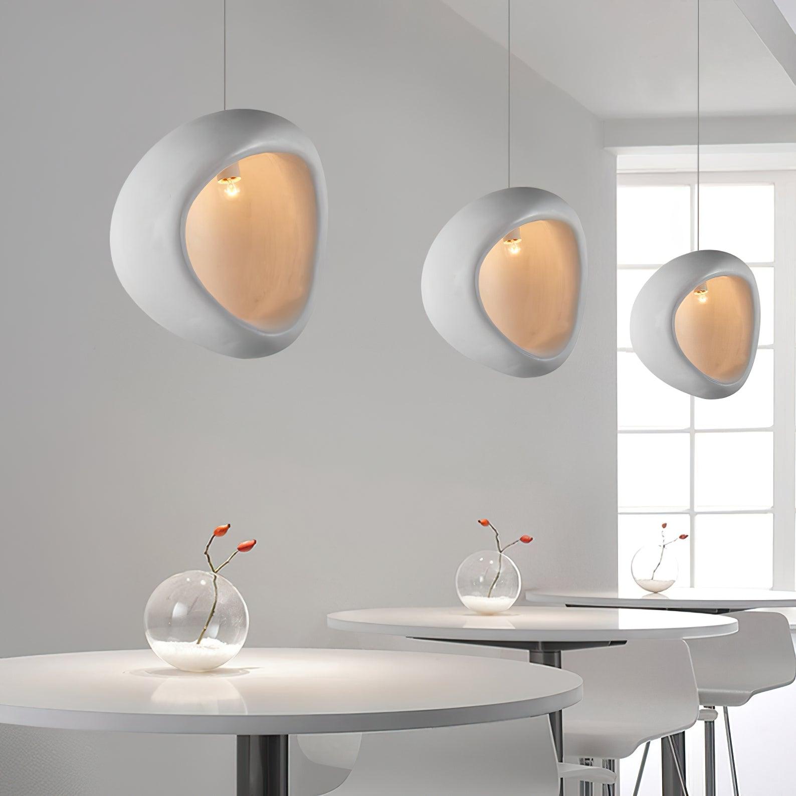 Seo Pendant Lamp Plaster Organic Hollow Teardrop Wabi Sabi