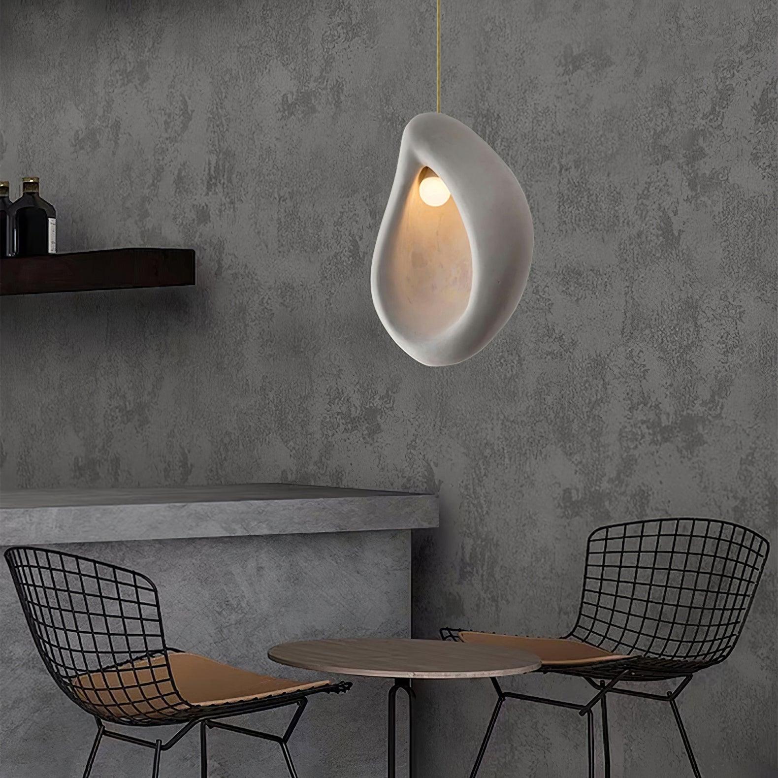 Seo Pendant Lamp Plaster Organic Hollow Teardrop Wabi Sabi
