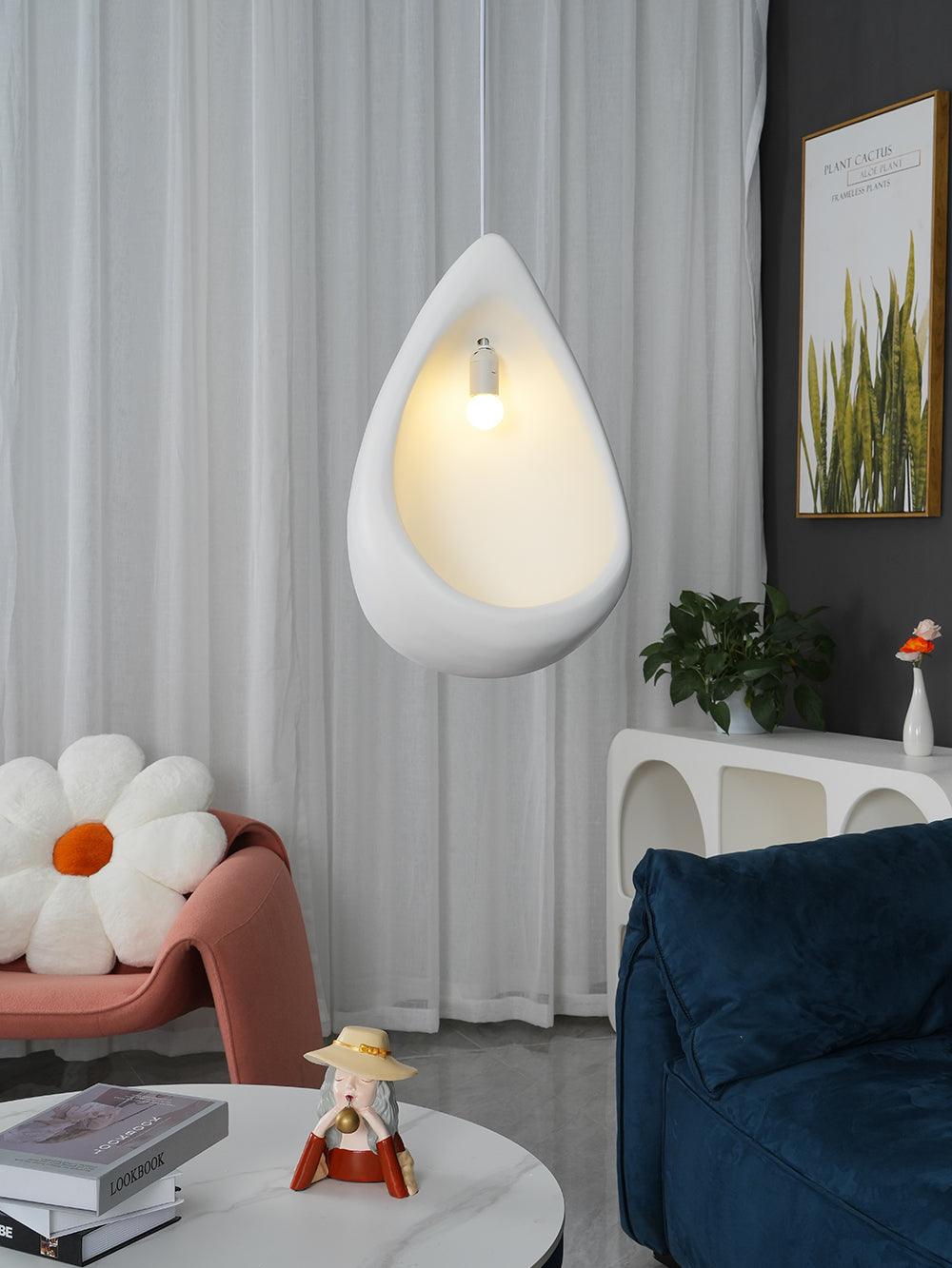 Seo Pendant Lamp Plaster Organic Hollow Teardrop Wabi Sabi