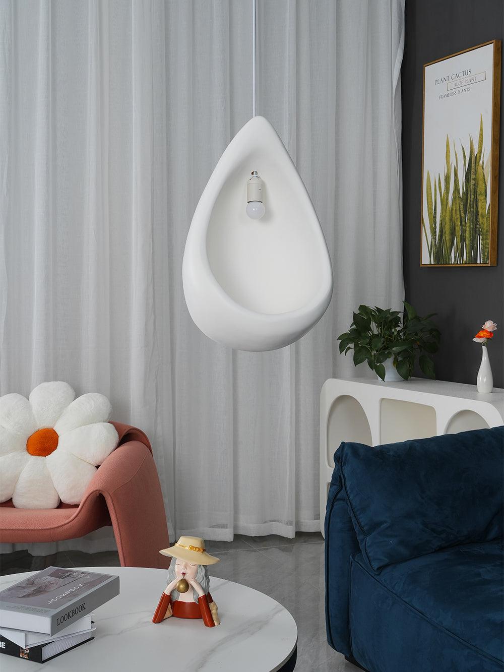 Seo Pendant Lamp Plaster Organic Hollow Teardrop Wabi Sabi