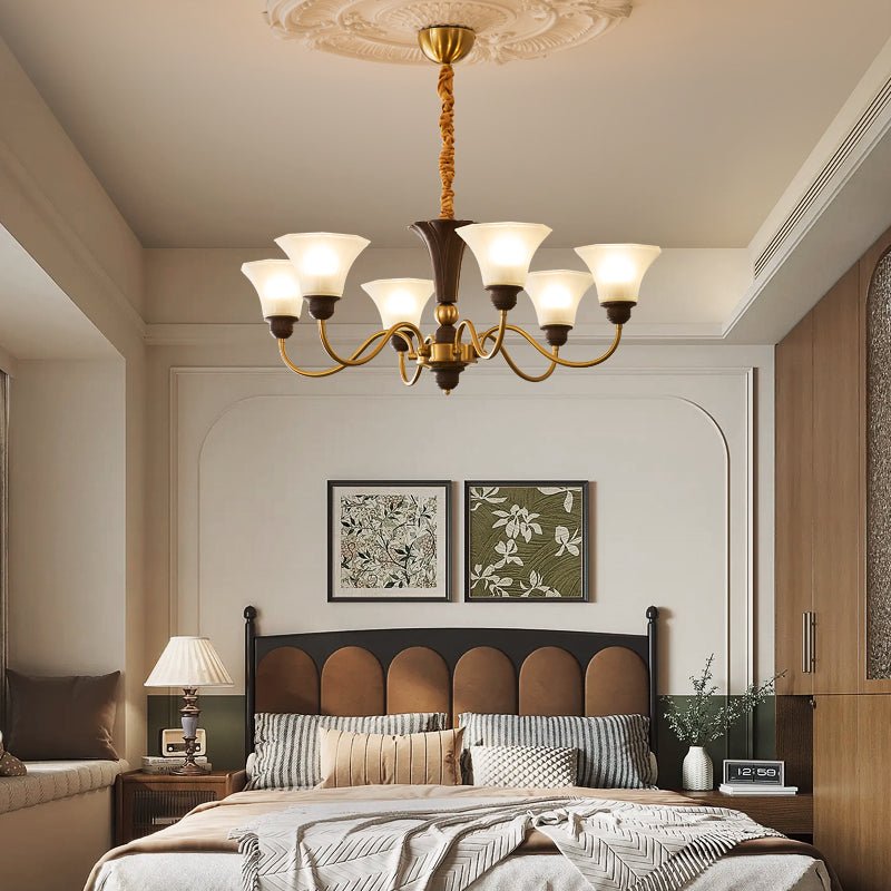 Ciphaen Traditional Elegance Vintage Wood Glass Chandelier