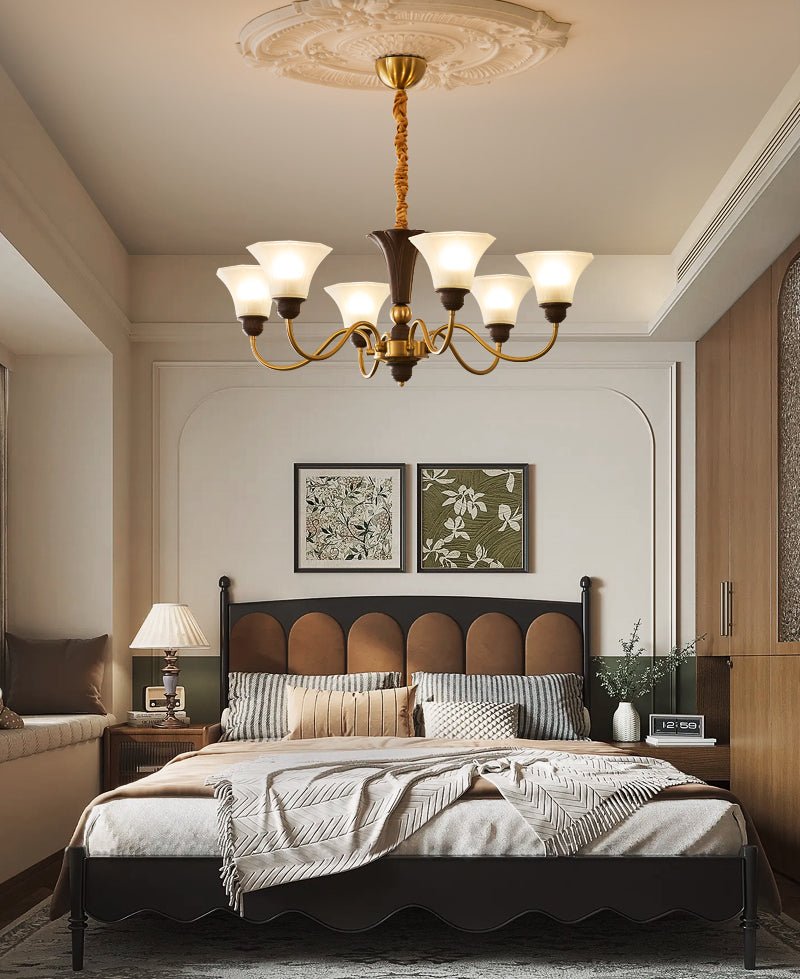 Ciphaen Traditional Elegance Vintage Wood Glass Chandelier