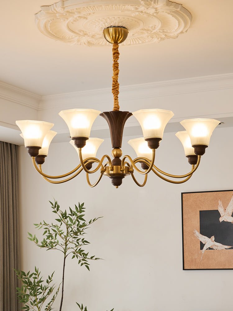 Ciphaen Traditional Elegance Vintage Wood Glass Chandelier