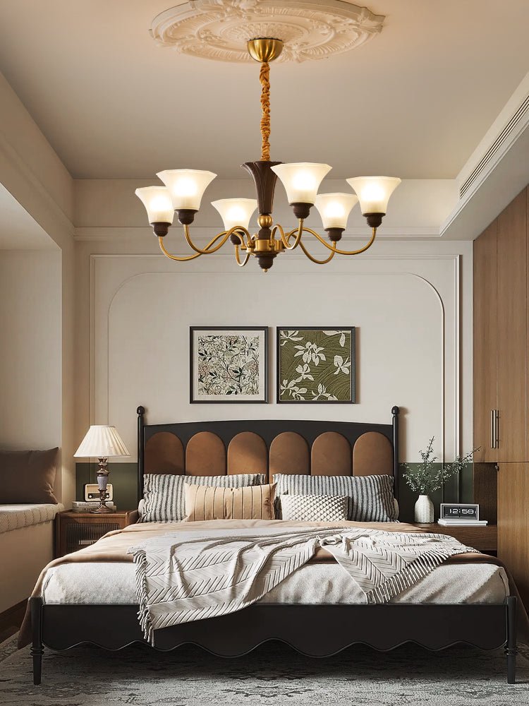 Ciphaen Traditional Elegance Vintage Wood Glass Chandelier