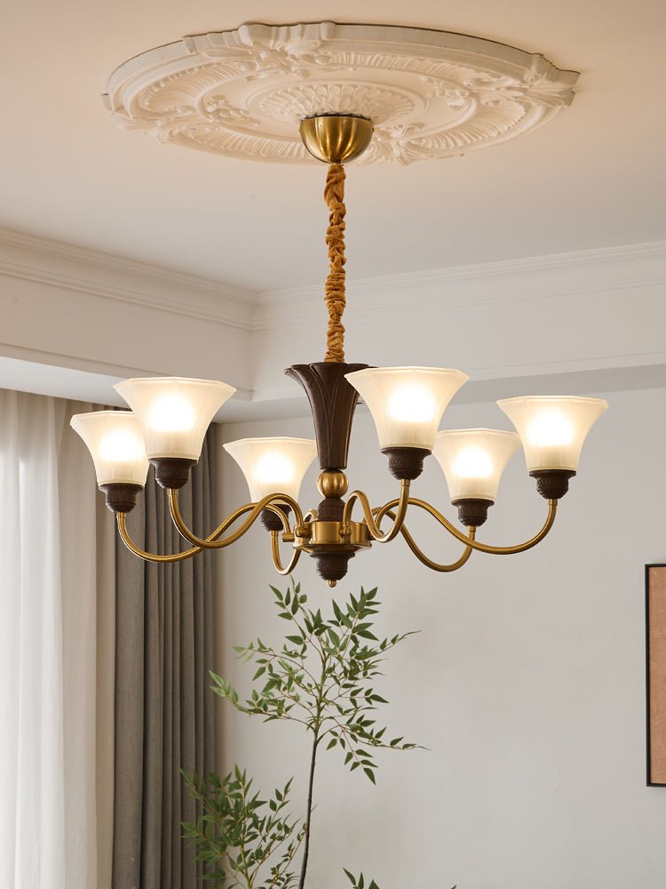 Ciphaen Traditional Elegance Vintage Wood Glass Chandelier