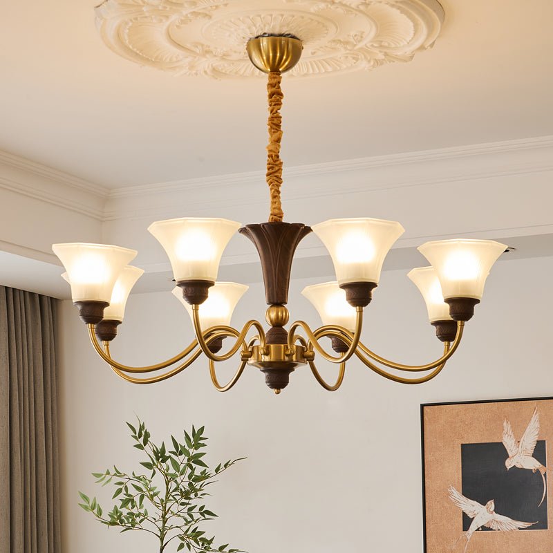 Ciphaen Traditional Elegance Vintage Wood Glass Chandelier