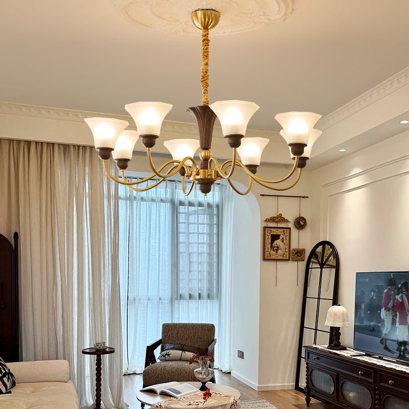 Ciphaen Traditional Elegance Vintage Wood Glass Chandelier