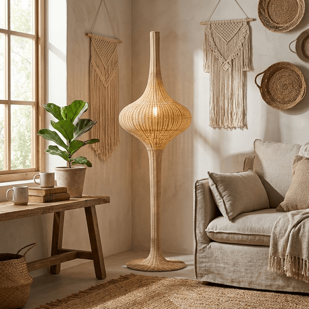 Onion Rattan Floor Lamp