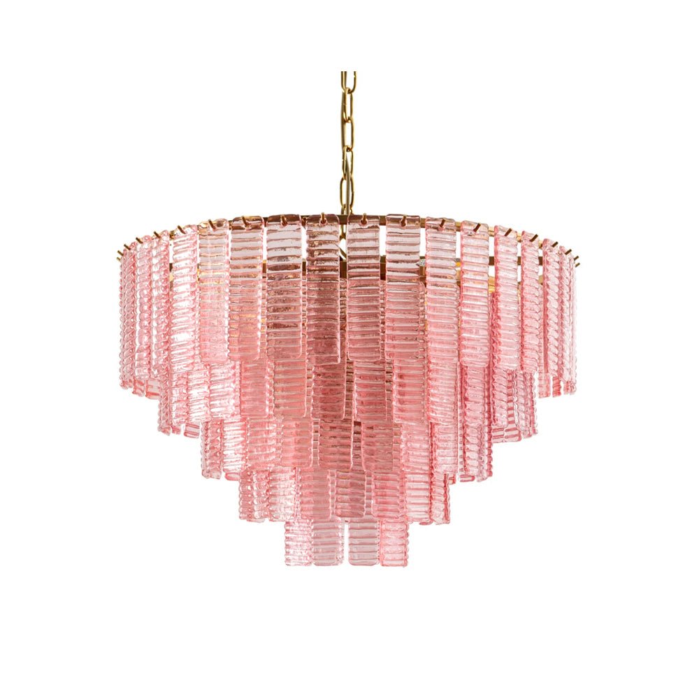 Lioririan Chandelier Pink Murano Glass Layered Vintage Luxury