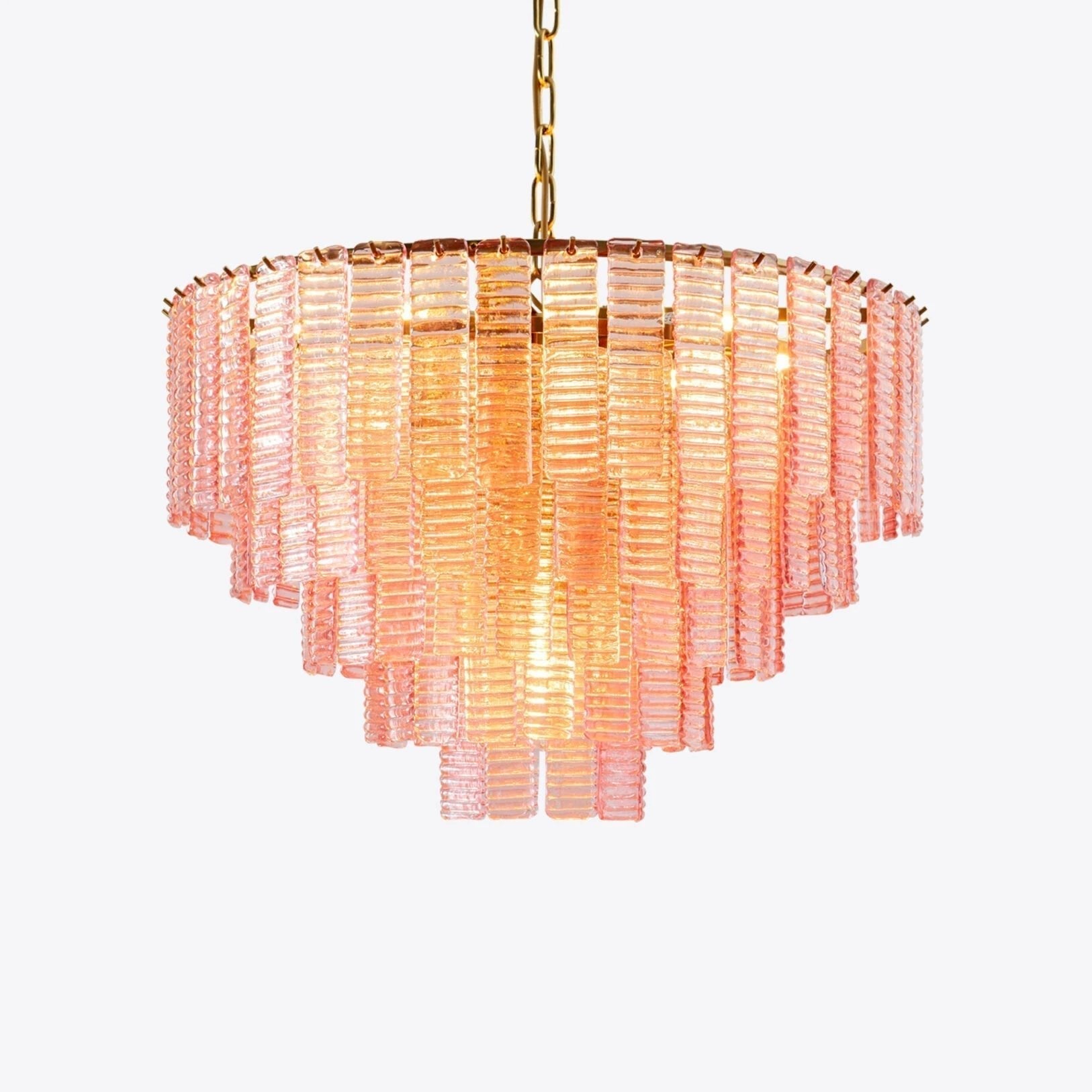 Lioririan Chandelier Pink Murano Glass Layered Vintage Luxury