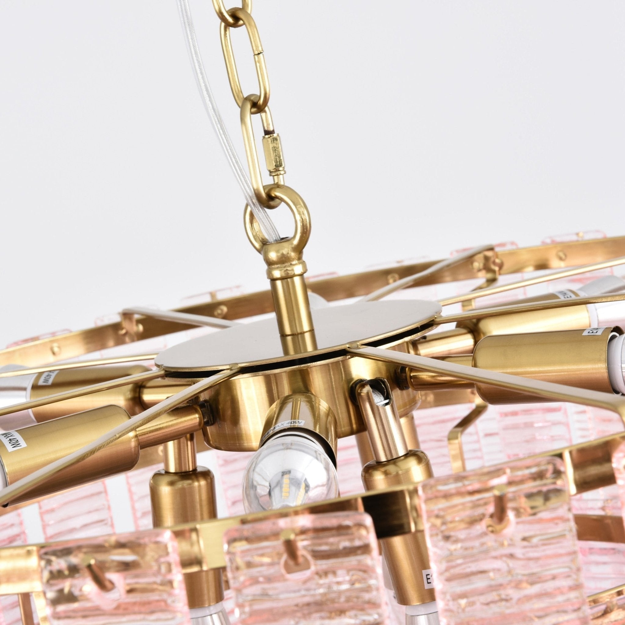 Lioririan Chandelier Pink Murano Glass Layered Vintage Luxury