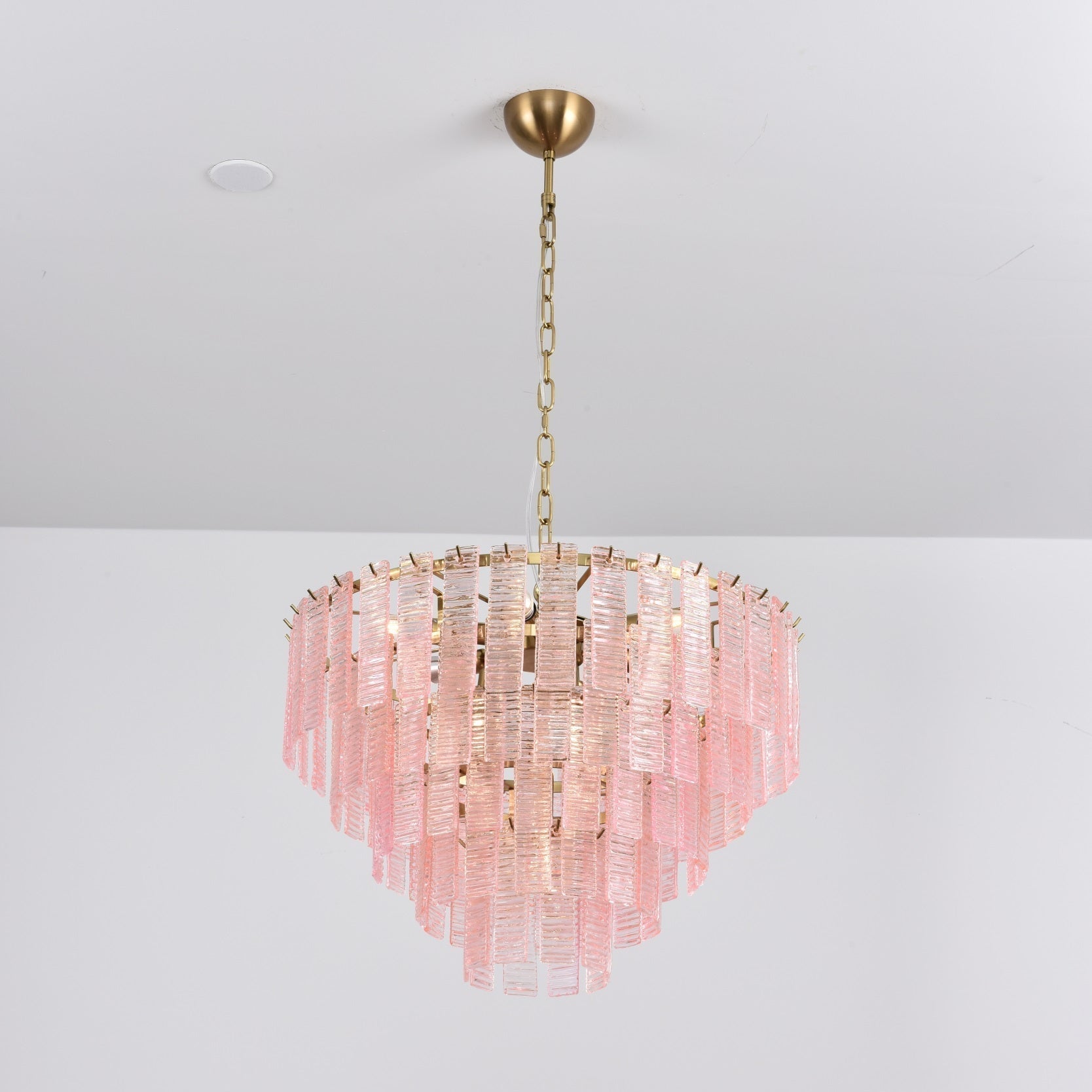 Lioririan Chandelier Pink Murano Glass Layered Vintage Luxury