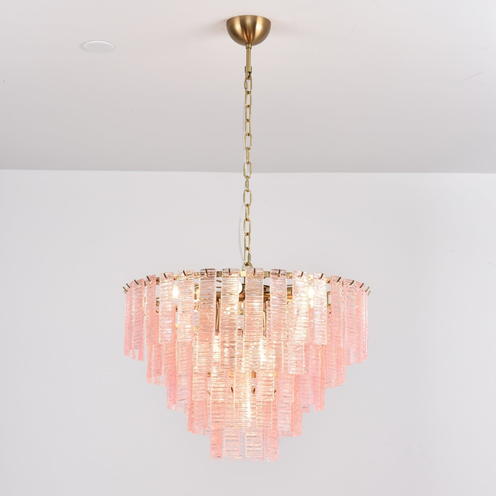 Lioririan Chandelier Pink Murano Glass Layered Vintage Luxury