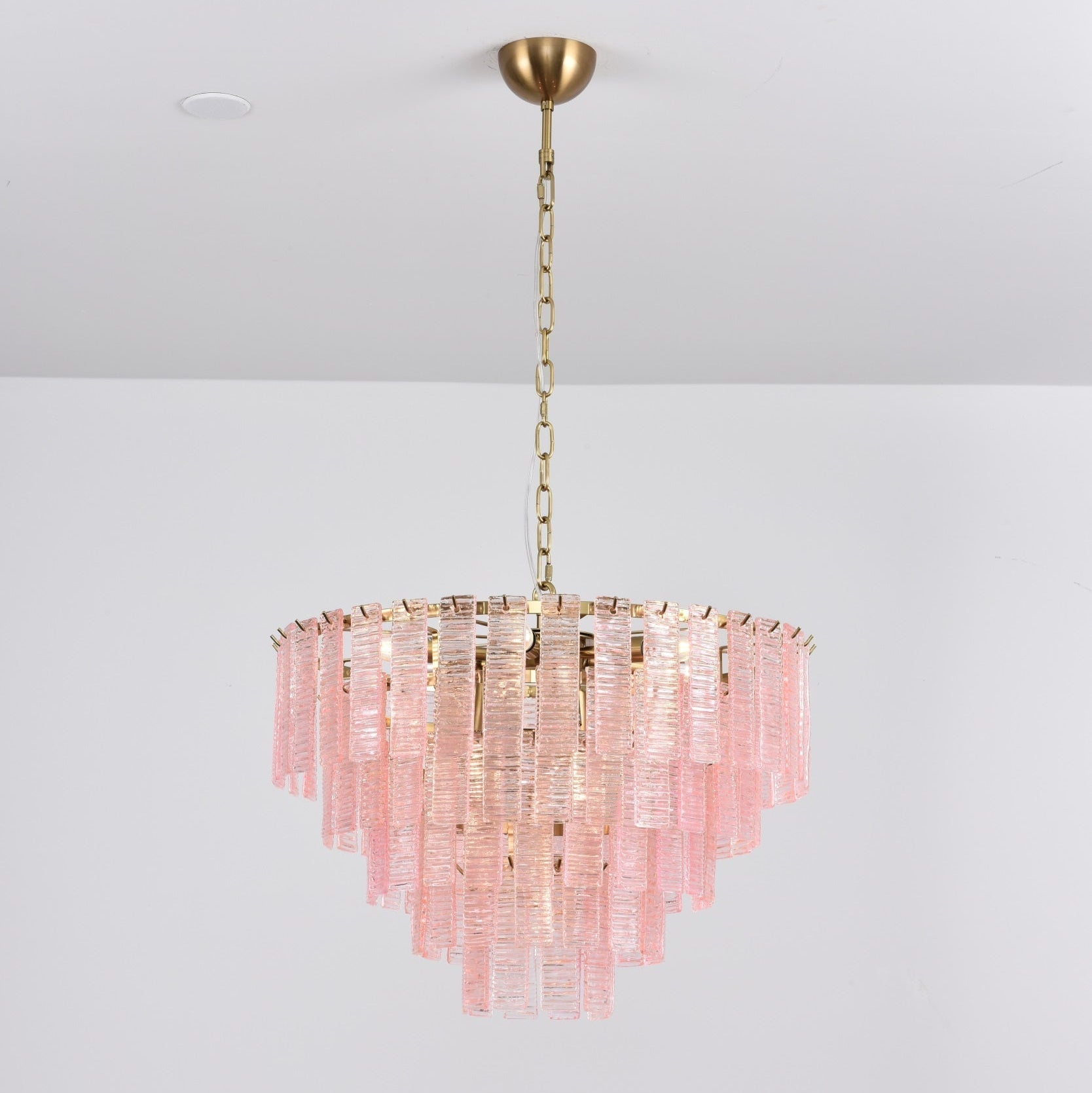 Lioririan Chandelier Pink Murano Glass Layered Vintage Luxury