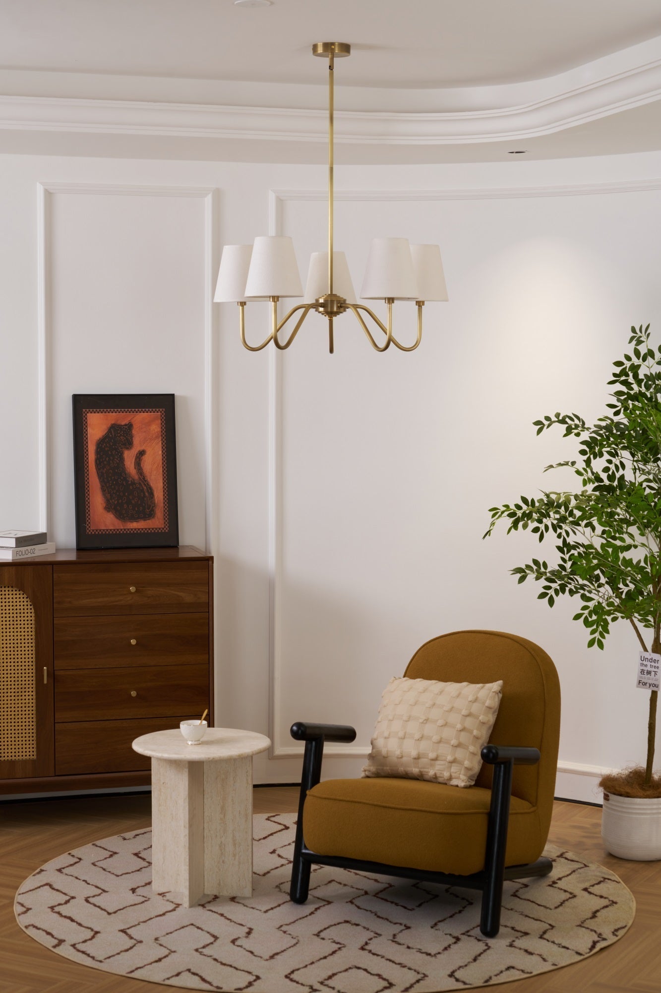 Viraean Vintage Industrial Brass Fabric Chandelier