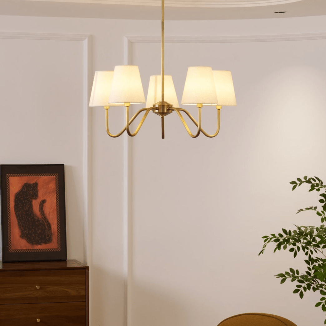 Viraean Vintage Industrial Brass Fabric Chandelier