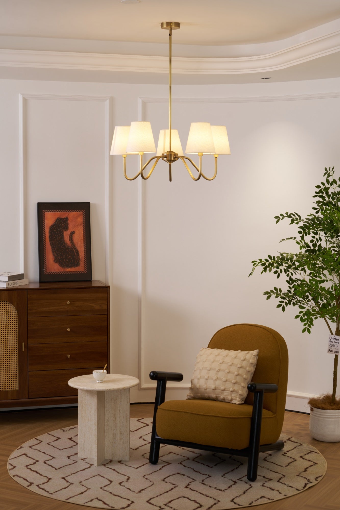 Viraean Vintage Industrial Brass Fabric Chandelier