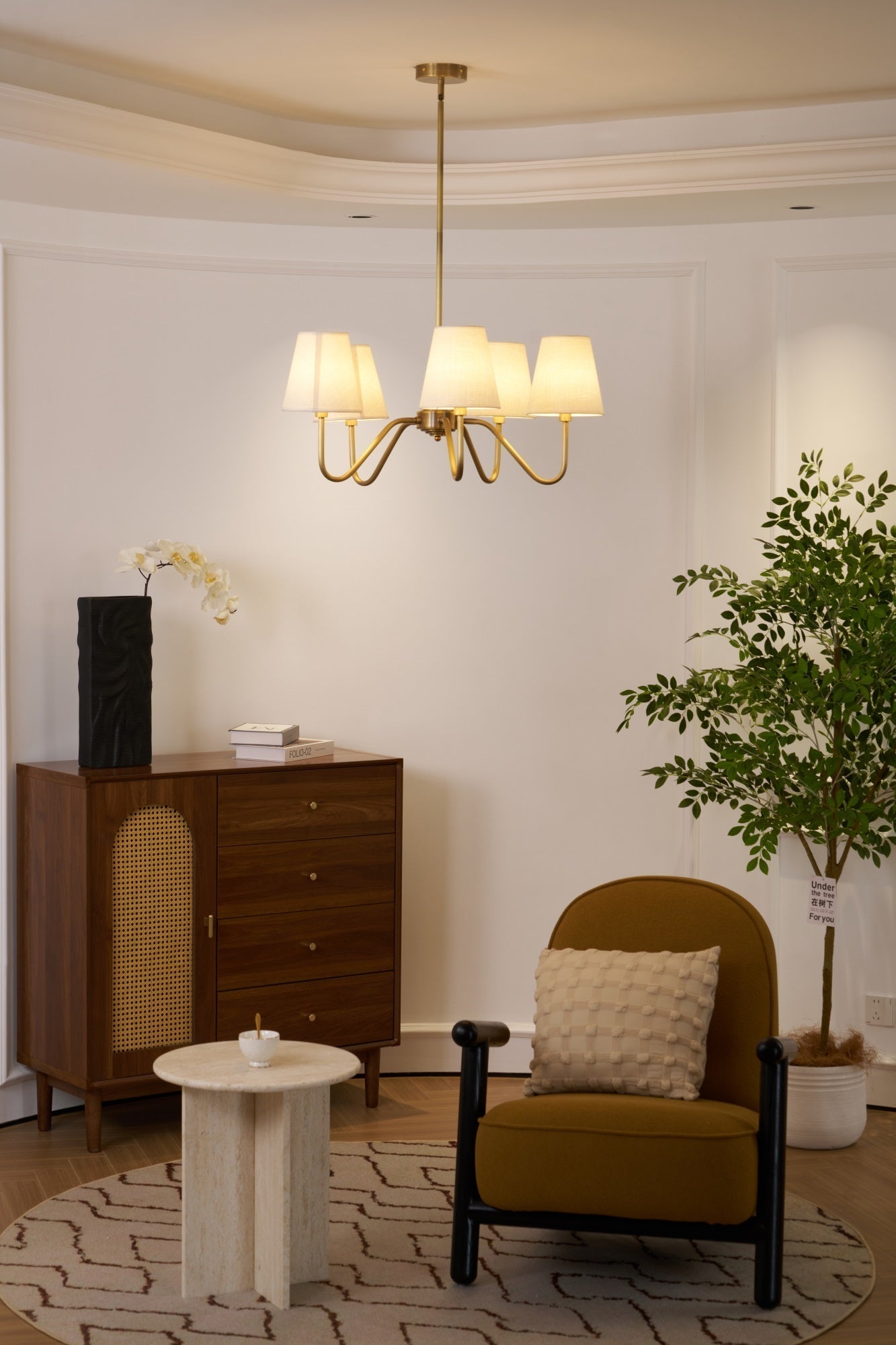 Viraean Vintage Industrial Brass Fabric Chandelier
