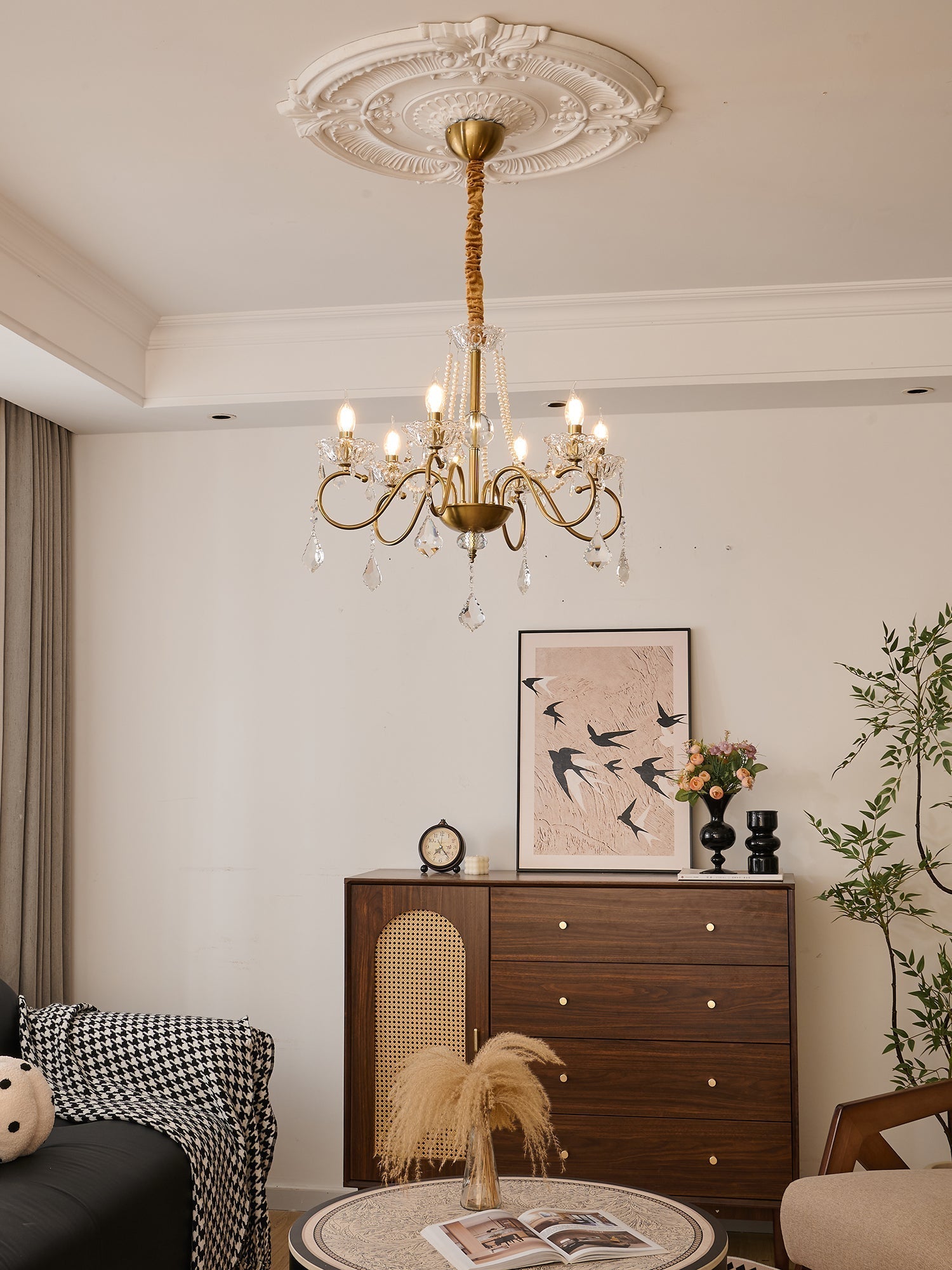 Velaeyra Postmodern Luxury Pearl Crystal Chandelier