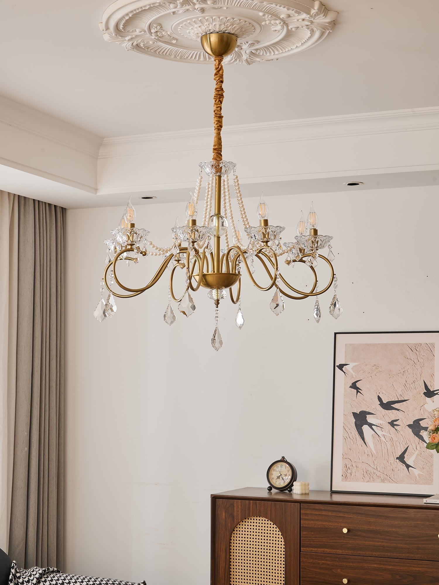 Velaeyra Postmodern Luxury Pearl Crystal Chandelier